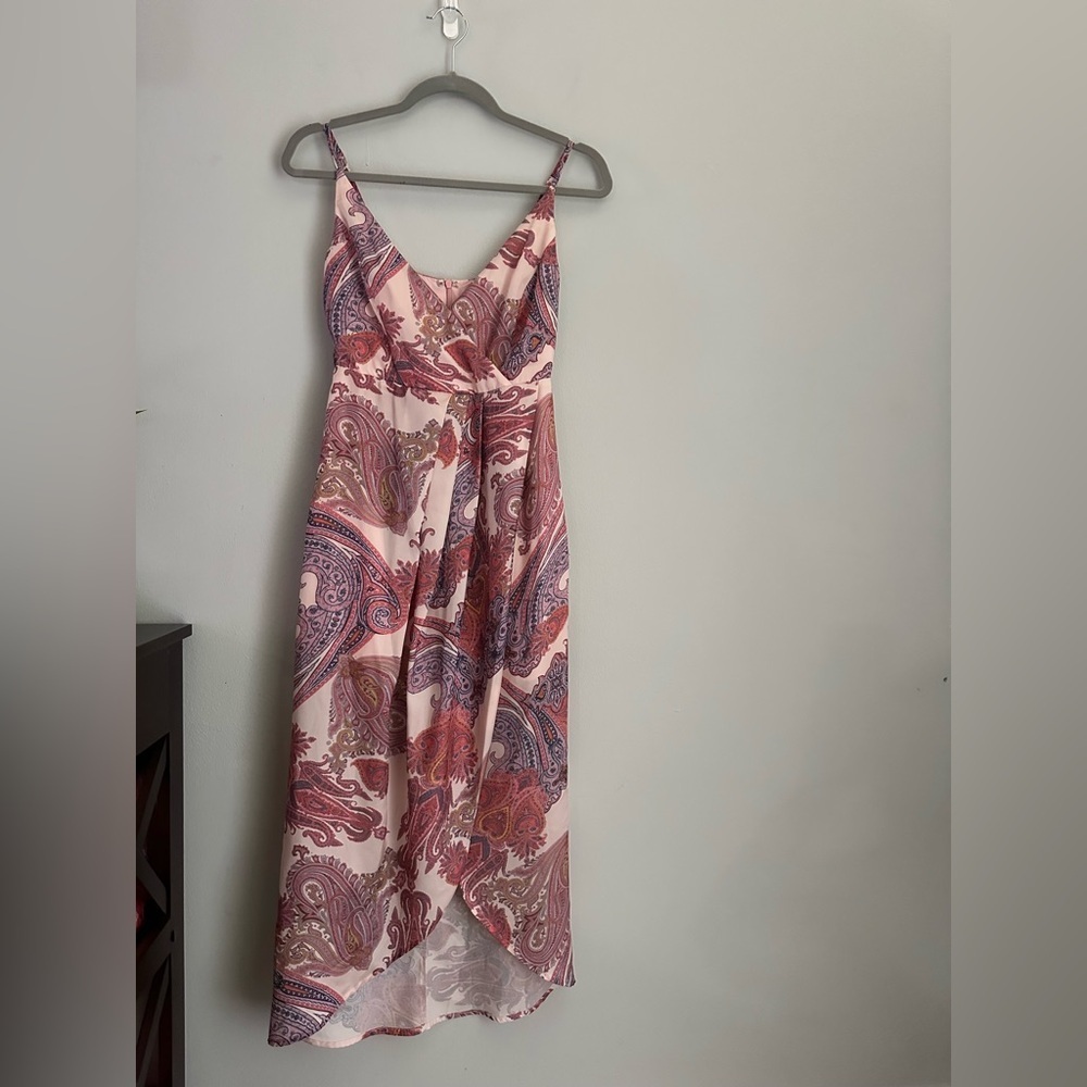 Lulus Special Occasion Janey Blush Paisley Print Surplice Midi Dress Size XS - Picture 7 of 11